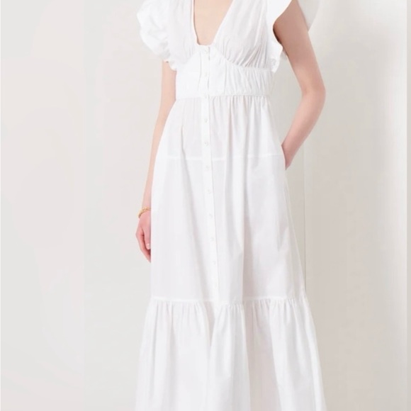 Greta RUFFLE SLEEVE DRESS | Derek Lam 10 Crosby NWT | White | Size 4 - Picture 3 of 7